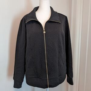 Lilly Pulitzer Eleni Zip-Up Jacket Color: Noir Butterfly Quilted Knit Large